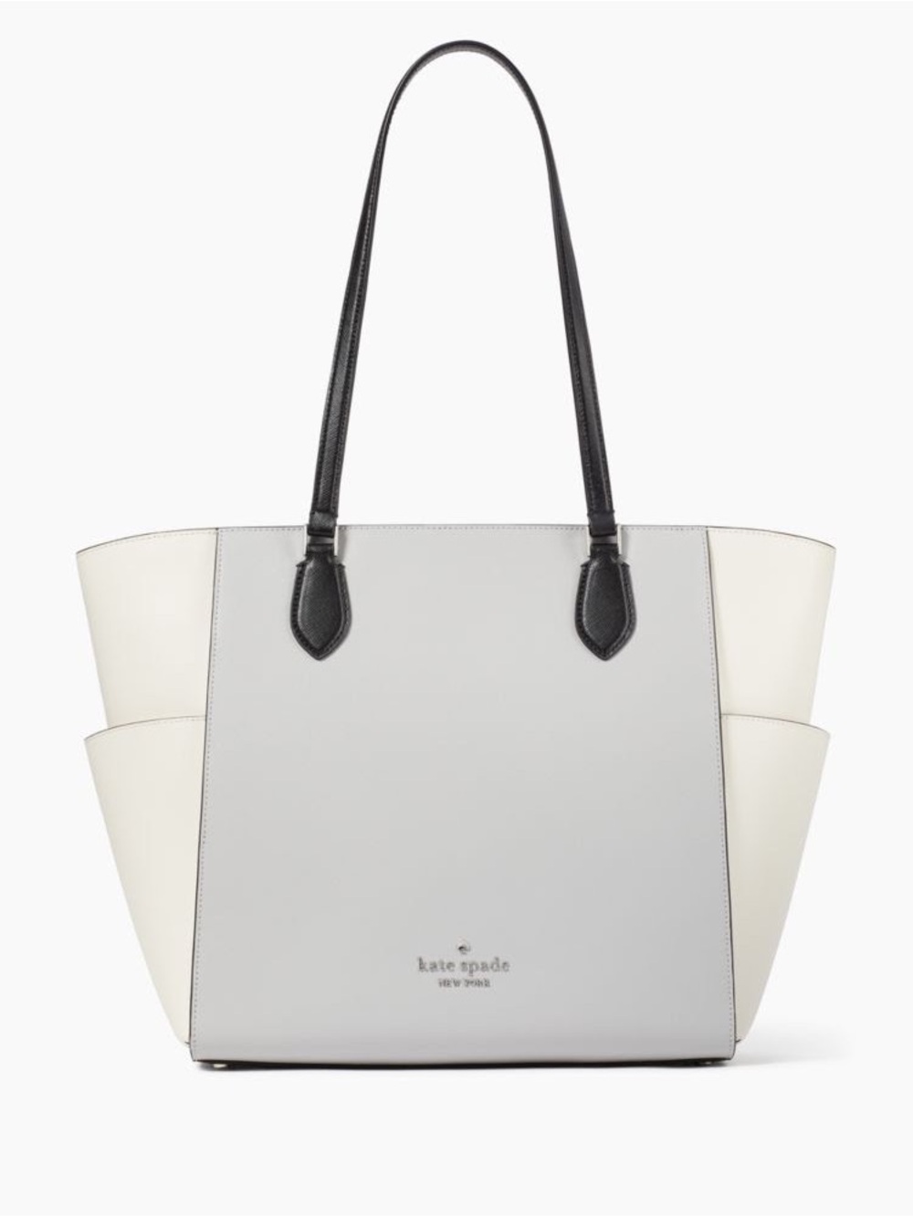 Kate Spade Madison Laptop Tote Bag - Two-Tone Gray & Cream Leather (New w/o tag)